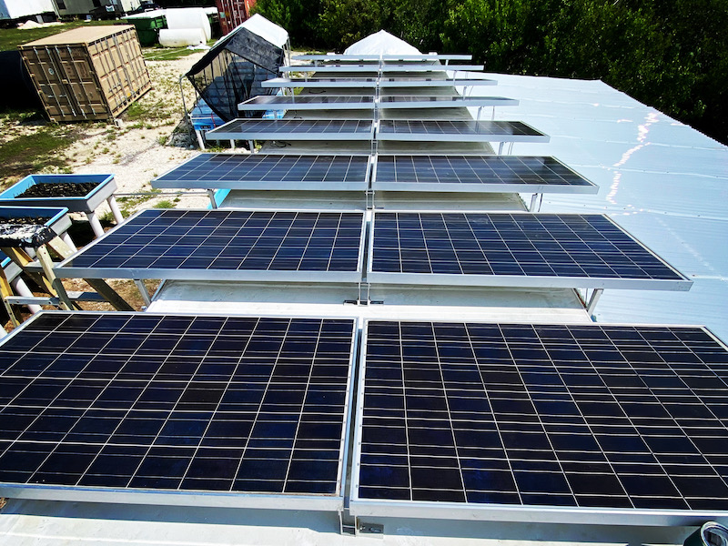 Solar panels on water treatment facility at Summerland Farms