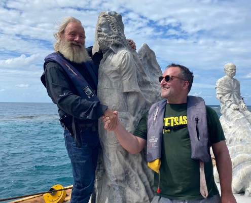 Dr. David Vaughan with sculptor Jason deCaires Taylor