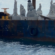 Statues on barge